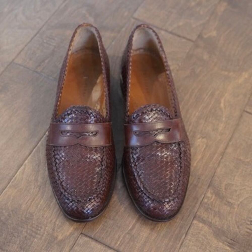 Magnanni Hyde Woven Leather Loafer Brown Men's Dress Loafer Made in Spain 10